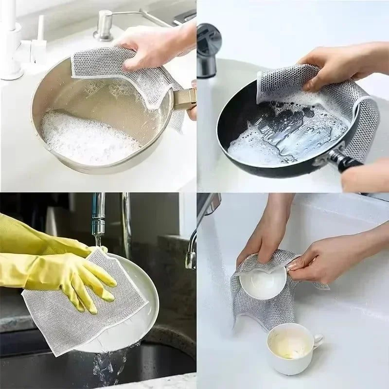 Thickened Steel Wire Cleaning Cloth Non-Scratch Double-layer Iron