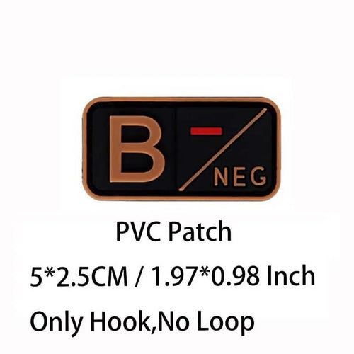 Small Patch with Hook,PVC Blood Type A B AB O POS NEG Emblemen,Patches