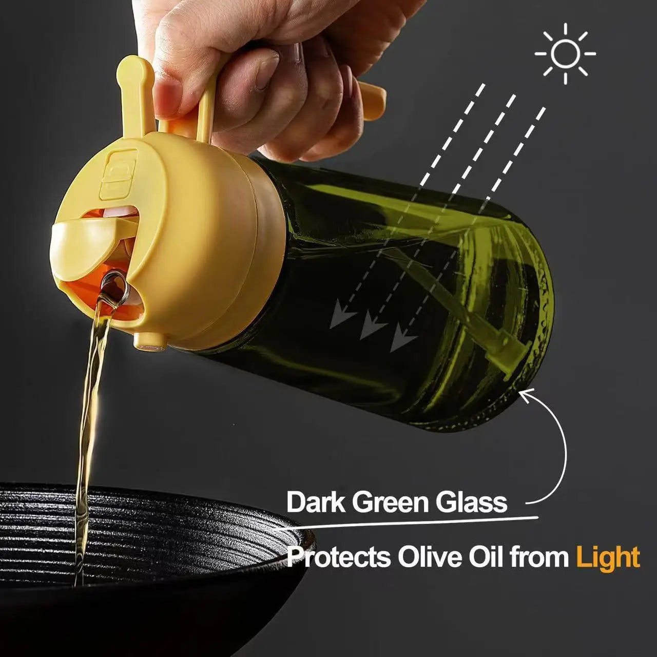 16oz/470ml Leakproof 2-in-1 Glass Oil Dispenser & Sprayer for Cooking