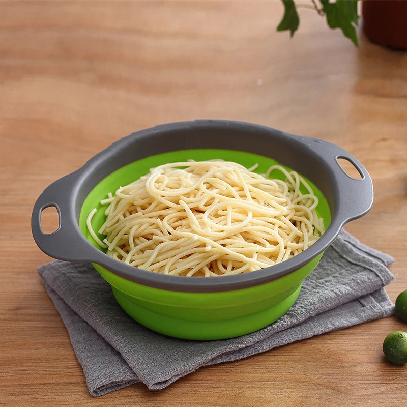 1/2pcs Silicone Round Folding Vegetable Fruits Washing Drain Basket