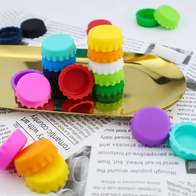 2/12/24Pcs Candy Colors Silicone Beer Bottle Caps Bar Home Brewing