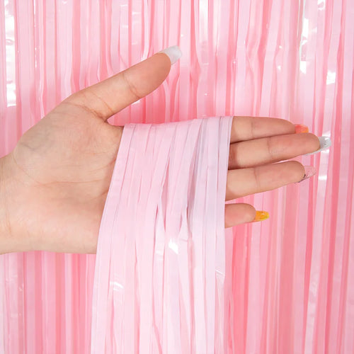 Cheap as a Party Metallic Tinsel Foil Fringe Curtains Backdrop for