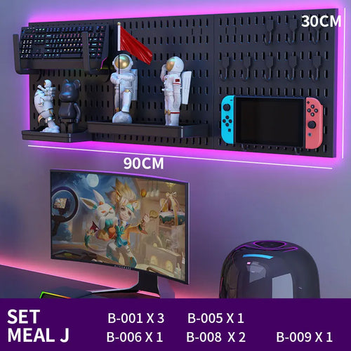 No-Drill Gaming Room Pegboard, Wall Organizer for Controller,