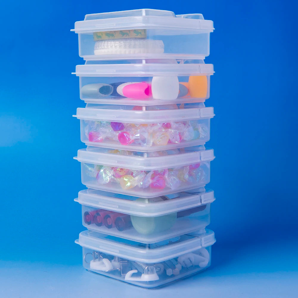 1PC Transparent plastic flip storage box, square PP box, small items,