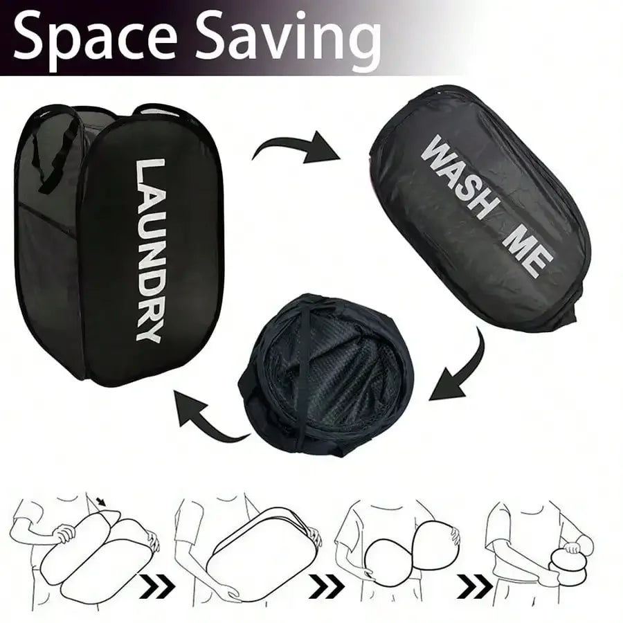 Portable Mesh Pop Up Laundry Hamper Wide Opening Breathable