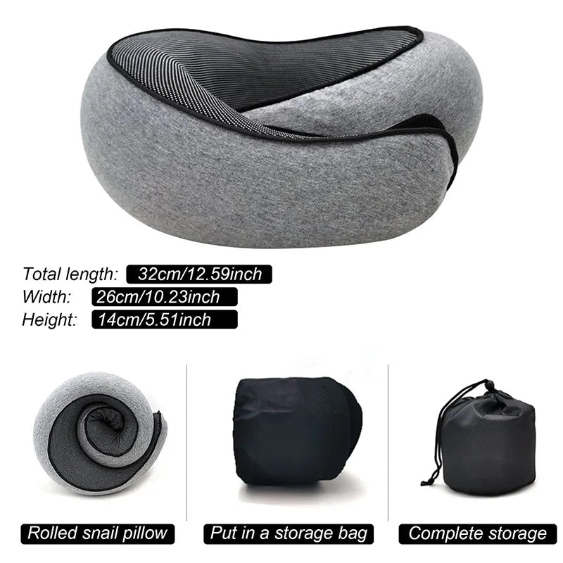 Travel Neck Pillow Memory Foam U-shaped Pillow Snail Style Travel Neck