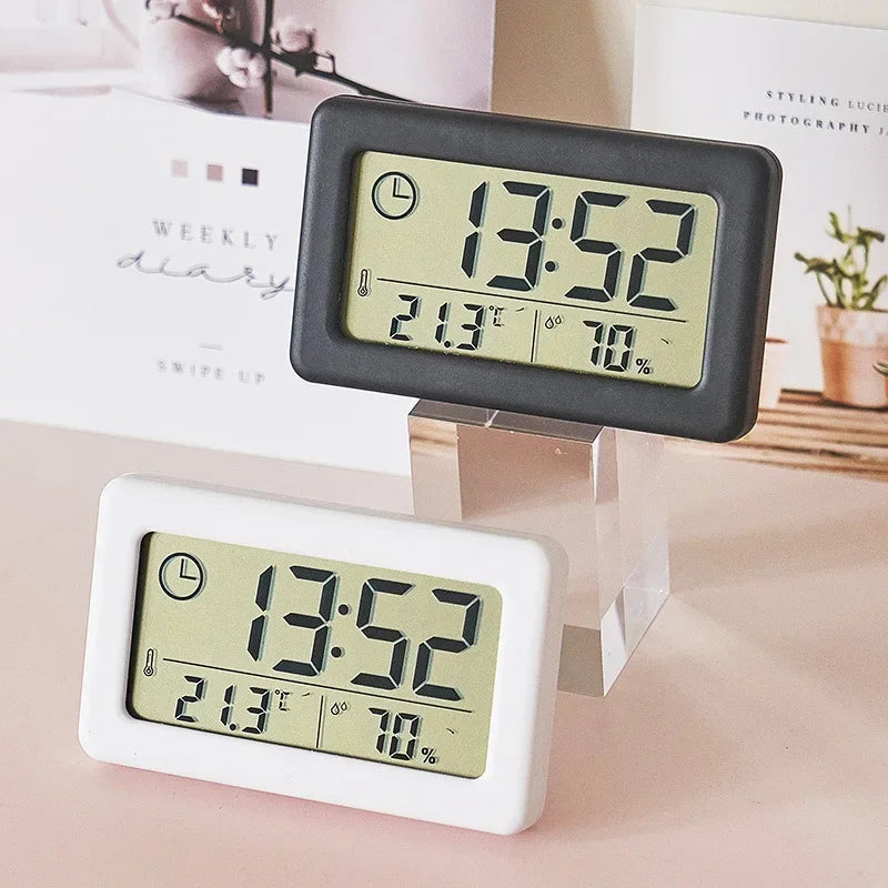 Mini Digital Clock Temperature & Humidity Display Portable Desk Clock