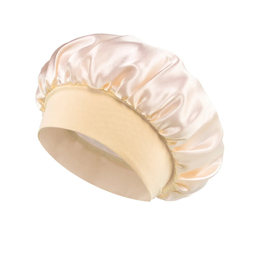Adjust Solid Satin Bonnet Hair Styling Cap Long Hair Care Women Night