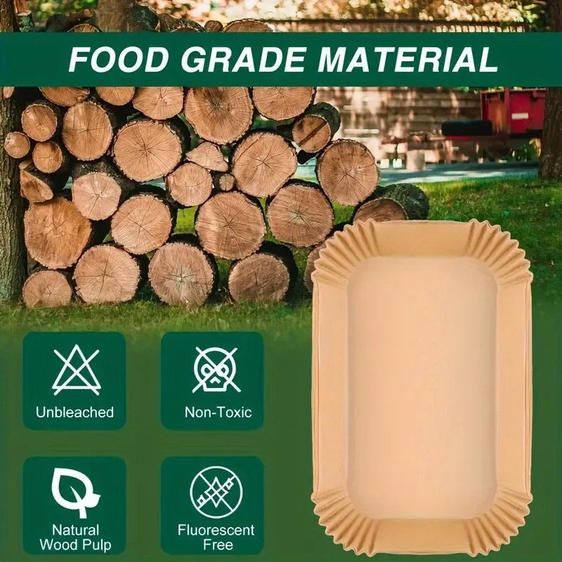 Extra Large Rectangular Paper Air Fryer Liners - Non-Stick, Easy
