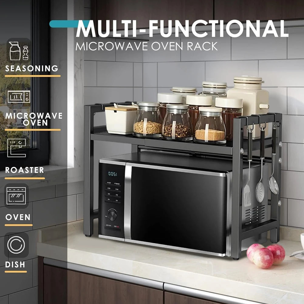 Microwave Oven Rack Adjustable Kitchen Microwave Stand with Cutting