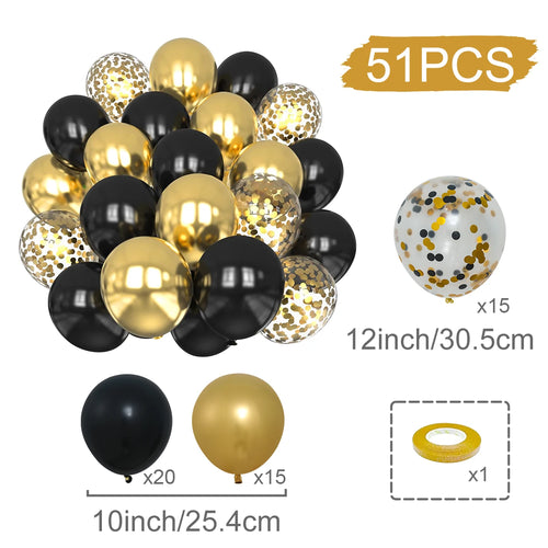 31/36/37/51/101Pcs Metallic Balloons Pearl White Latex Balloon Gold