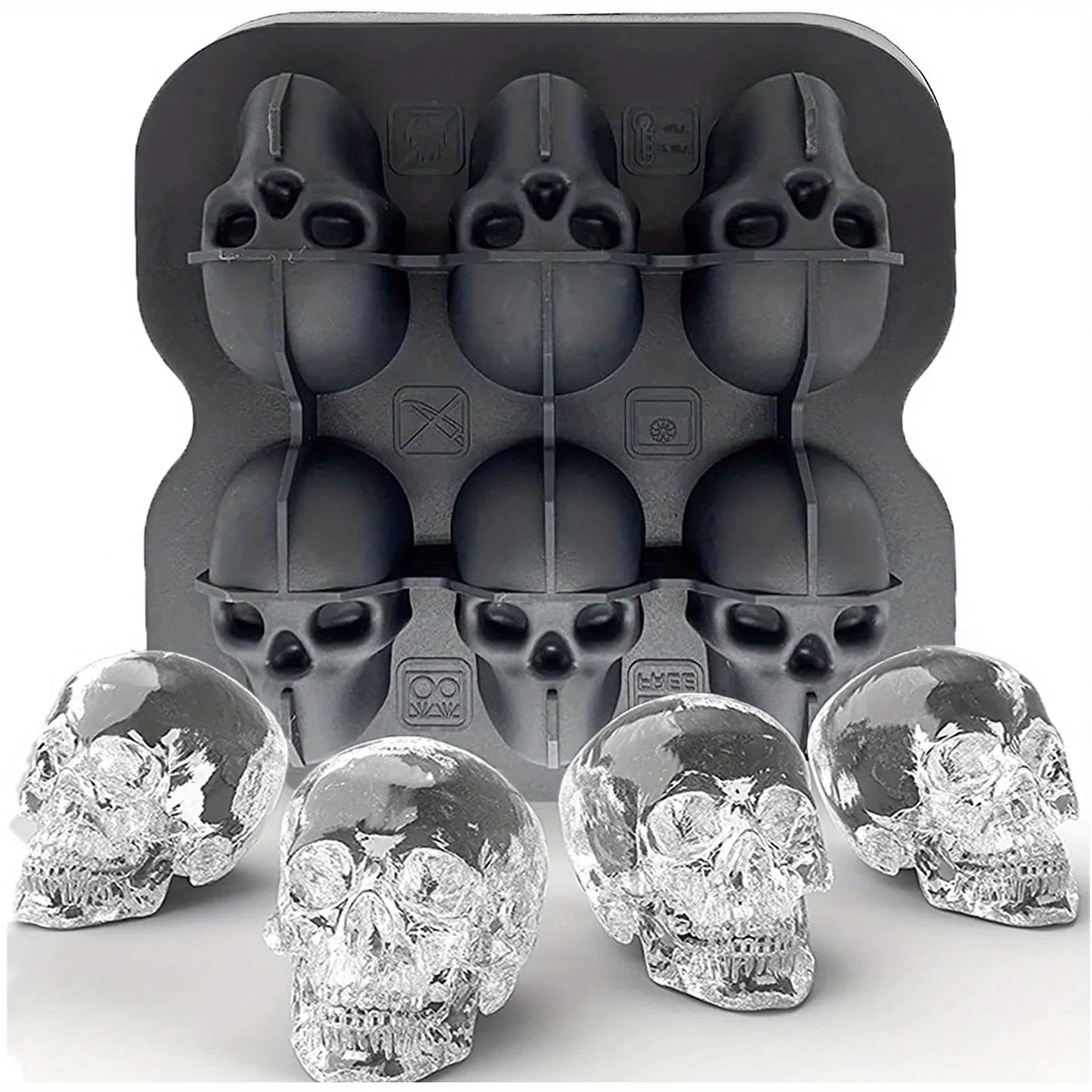 Skull Ice Ball Mold Silicone 3D Flexible Ice Cube Trays BPA Free Ice