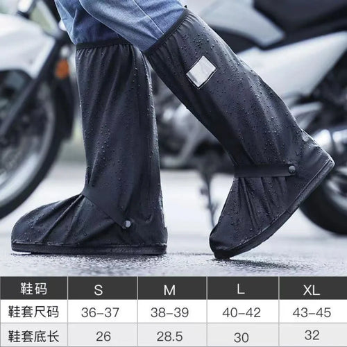 Rain Boot Shoe Cover Black Waterproof with Reflector High Top Clear