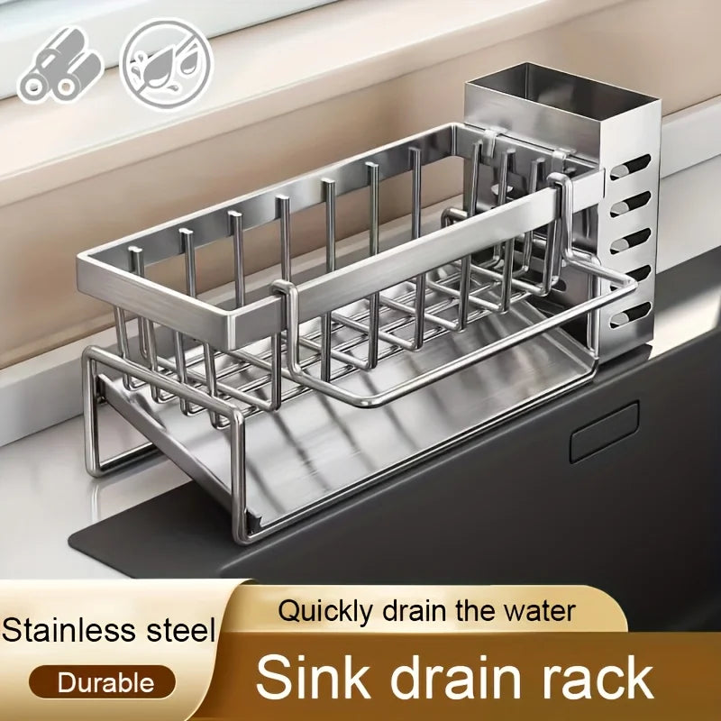 Sink Cleaning Tools Storage Rack Kitchen Multifunctional Stainless