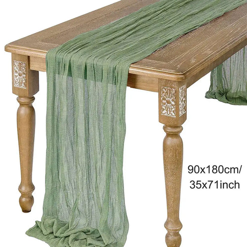 Semi-Sheer Gauze Table Runner Sage Cheesecloth Table Setting Dining