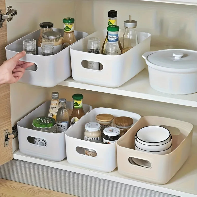 5pcs Stackable Storage Box Set,Rectangular Plastic Organizer