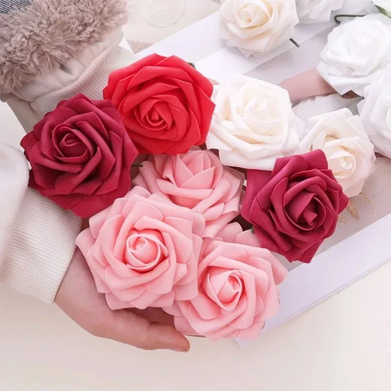 25/5pcs Artificial Rose Flowers Multicolor Foam Fake Roses Flower