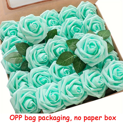 25pcs Artificial Flowers, Fake Flowers Roses W/stem For DIY Wedding