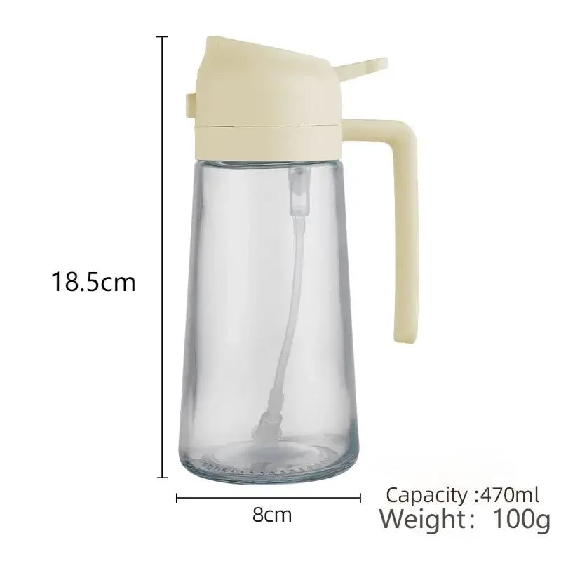 New 470ml Oil Spray Pot 2-in-1 Plastic Household Kitchen Oil Bottle