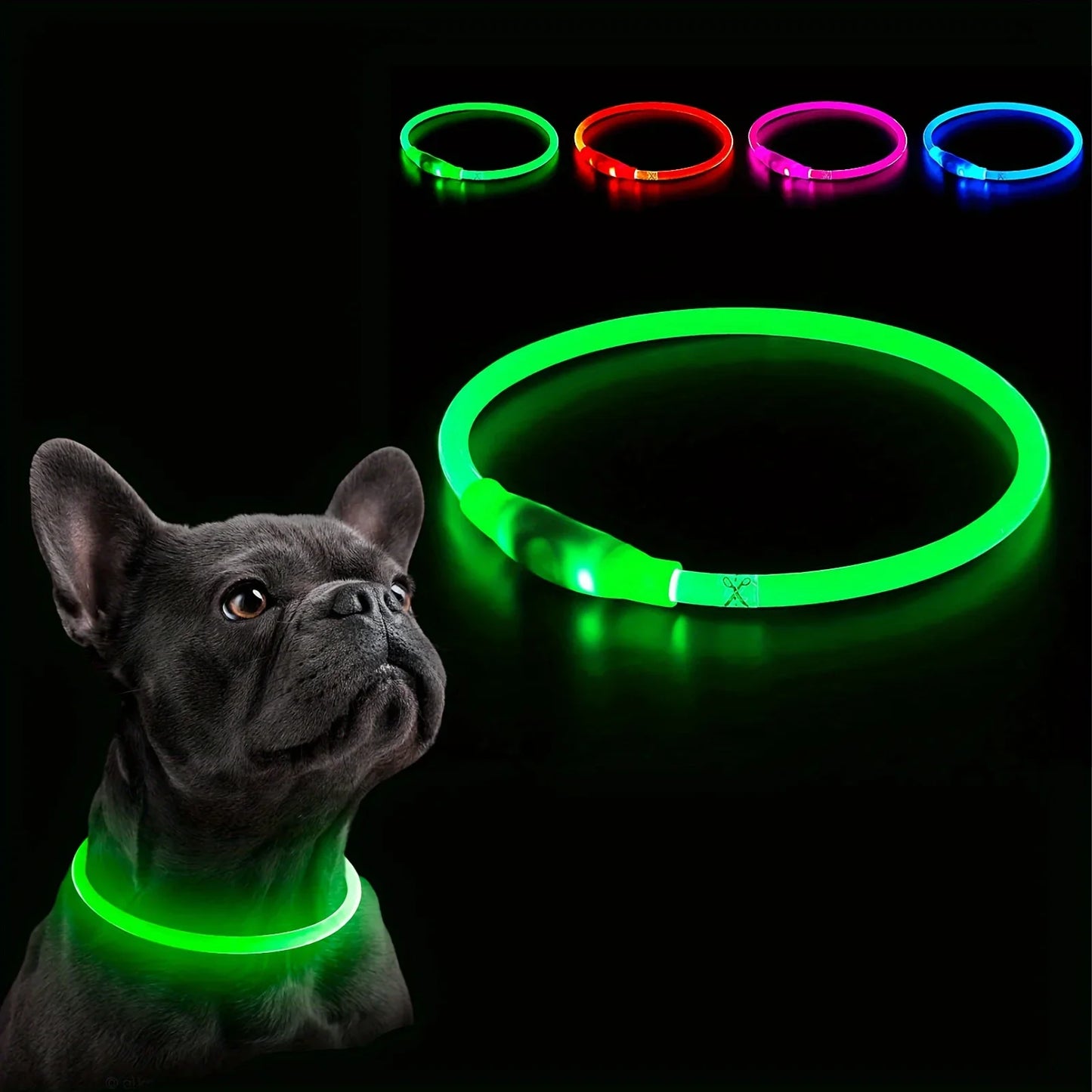 USB Rechargeable Fiber Optic Collar Pet Dog LED Light Collar Luminous