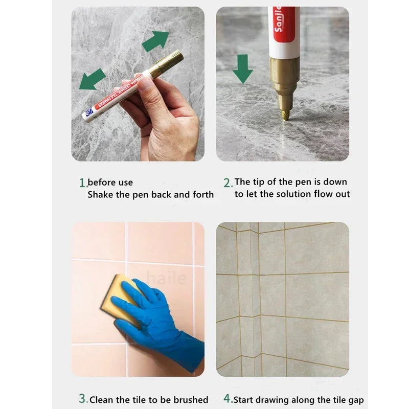 White Waterproof Tile Marker Grout Pen Wall Seam Repair Tool for