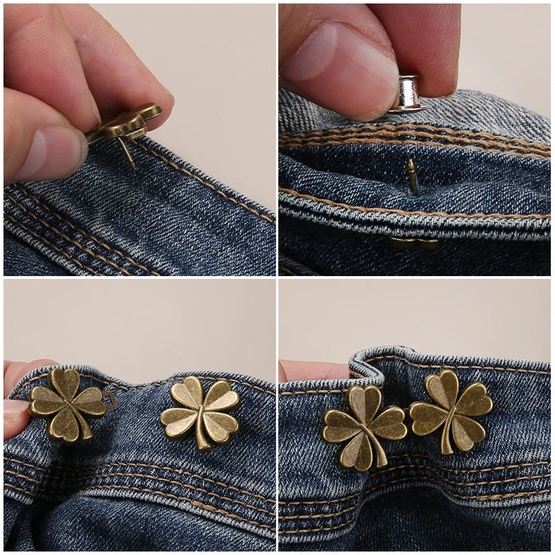 1/2 Pair Jeans Button Adjustable Clips for Pant Skirts Waist Tightener