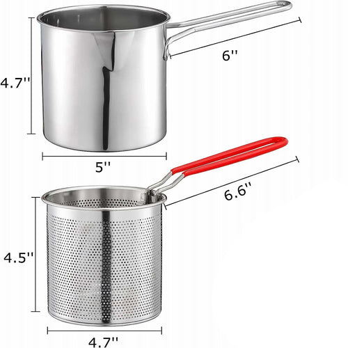 Deep Frying Pot  Kitchen Fryer With Strainer Stainless Steel Tempura