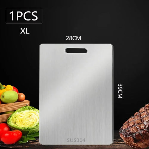Double Sided 304 Stainless Steel Cutting Board Anti-Slip Chopping