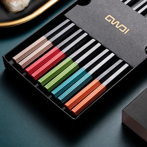 5Pairs High Quality Japanese Non-Slip Chopsticks Korean Home Hotel