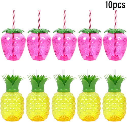 6/10pcs Hawaiian Summer Pineapple Coconut Drinking Cups Strawberry