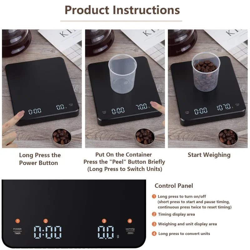 Kitchen Baking 0.1g High-precision Gram Scale with Type-C Charging,
