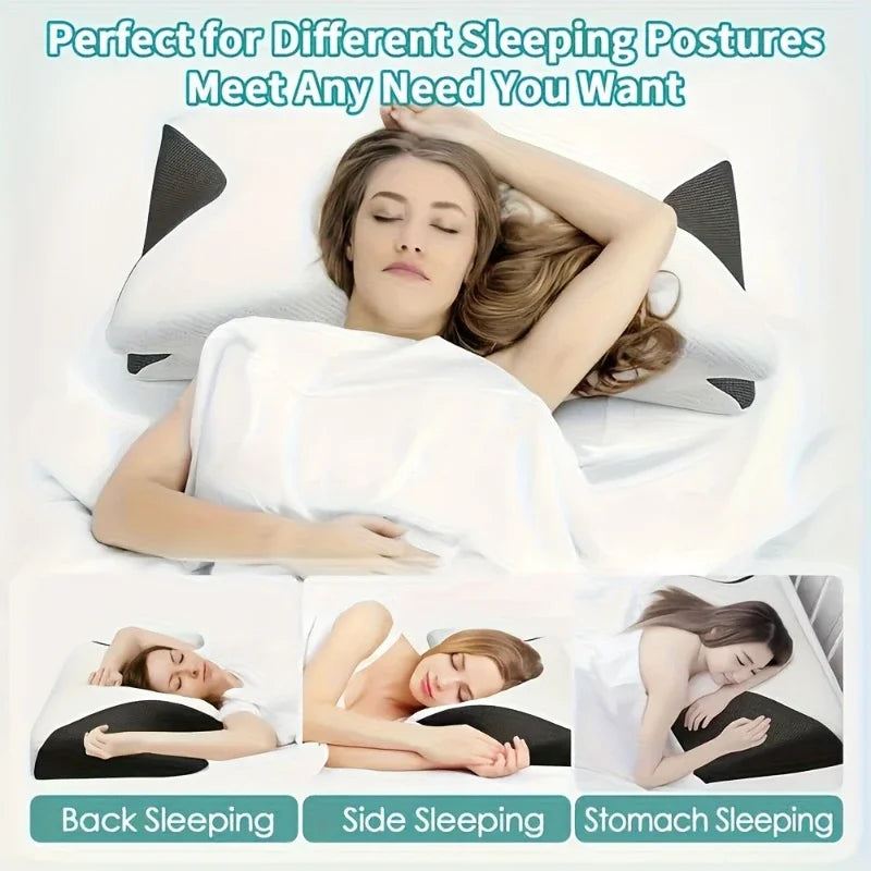 Ergonomic Neck Horn Pillow for Side, Back and Stomach Sleepers -