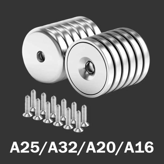 A25/A32/A20/A16 circular magnets, countersunk hole , widely used in