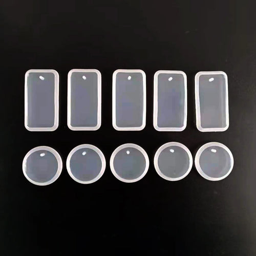 1/6/10pcs DIY Keychain Pendant Silicone Mold Set Crystal Epoxy Resin