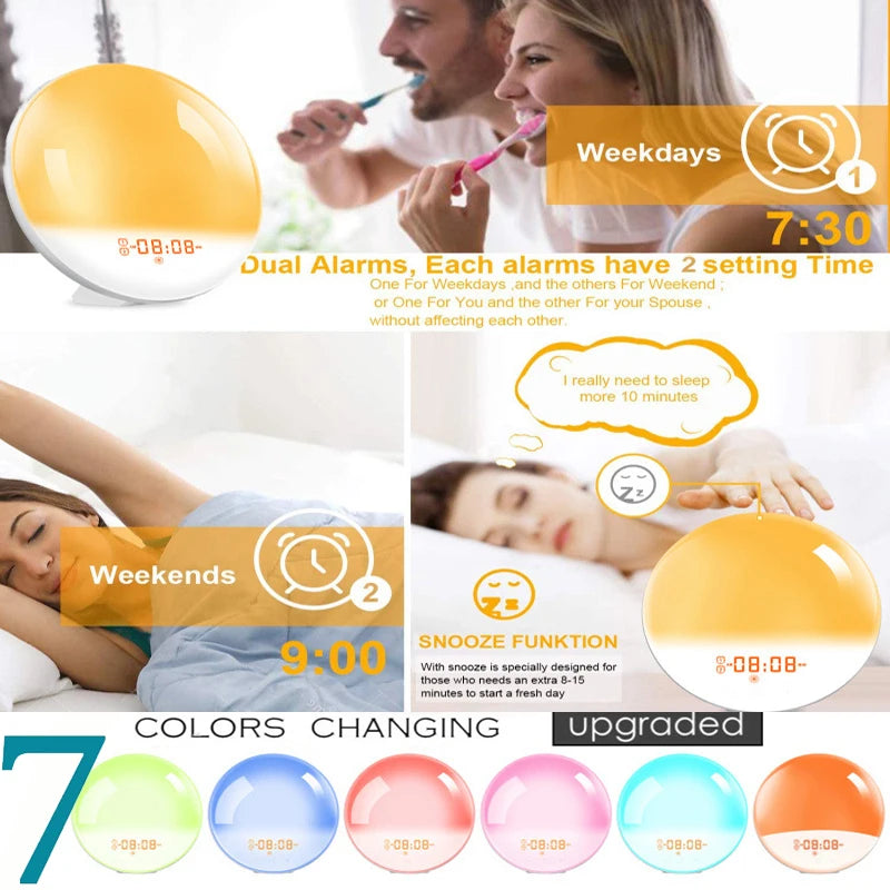 Wake Up Light Alarm Clock with Sunrise/Sunset Simulation Dual Alarms