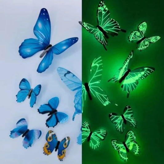 12 Pcs 3D Luminous Butterfly Creative Wall Stickers DIY Wall Stickers