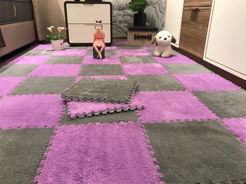 30*30CM Soft Plush Children Kids Rug Play Mat Puzzle Carpet Warm