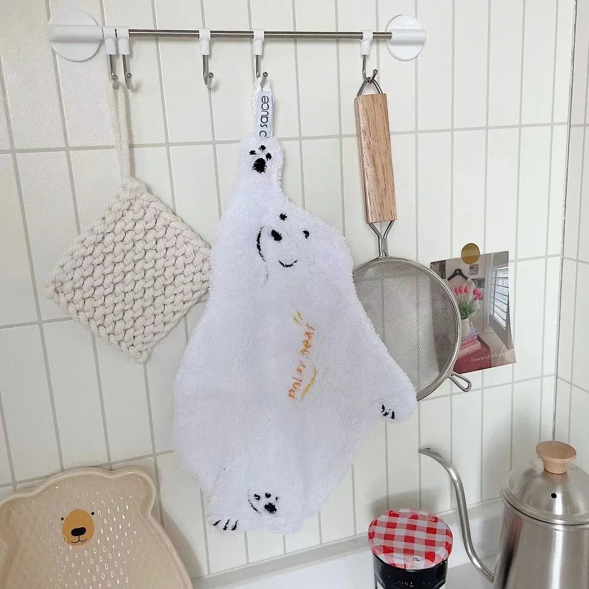 Polar Bear Hand Wiping Towel Super Absorbent Hanging Kitchen Towel