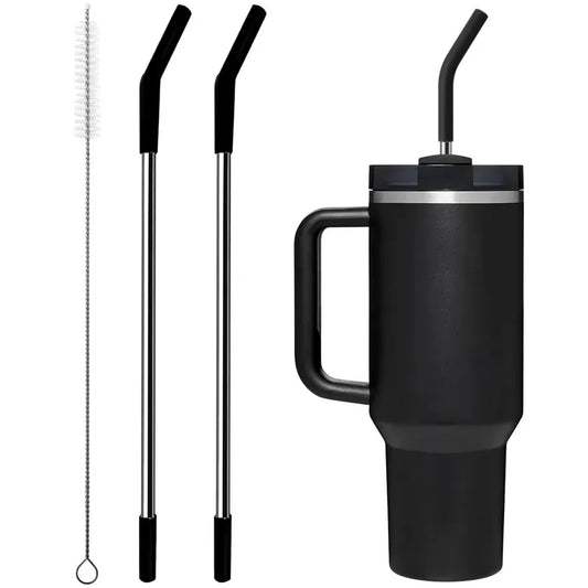Stainless Steel Straw with Silicone Tip for Stanley Cup 2Pcs
