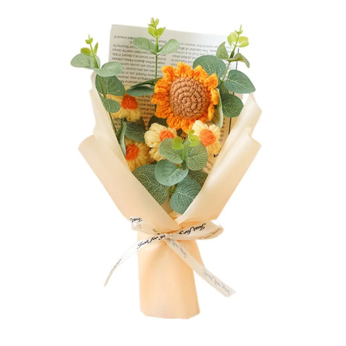 Artificial Flower Crochet Bouquet Handmade Anniversary Sunflower Daisy