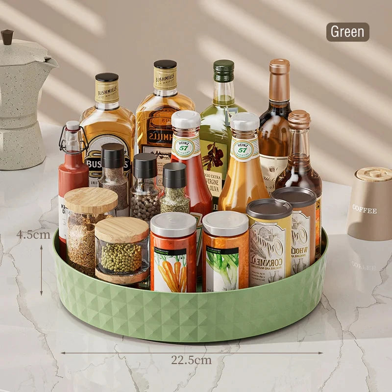 1Pc Kitchen Storage Spice Rack 360 Degree Rotating Cabinet Storage