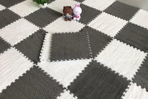 30*30CM Soft Plush Children Kids Rug Play Mat Puzzle Carpet Warm