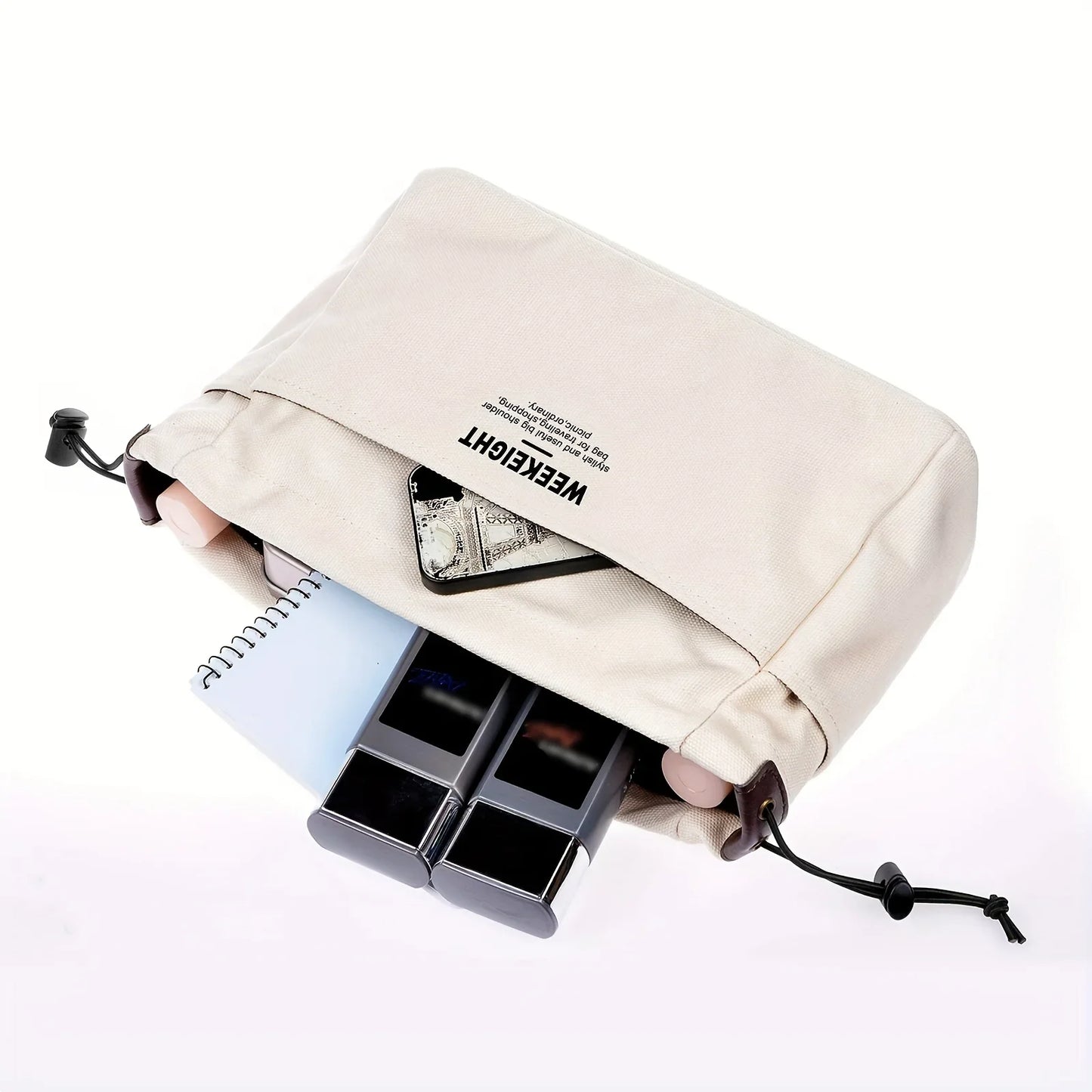1/2pcs Drawstring Canvas Storage Organizers Multi-Pockets Liner Bag