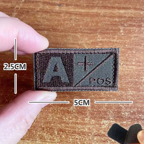 5*2.5CM Small Patch with Hook and Loop Blood Type A B AB O POS NEG