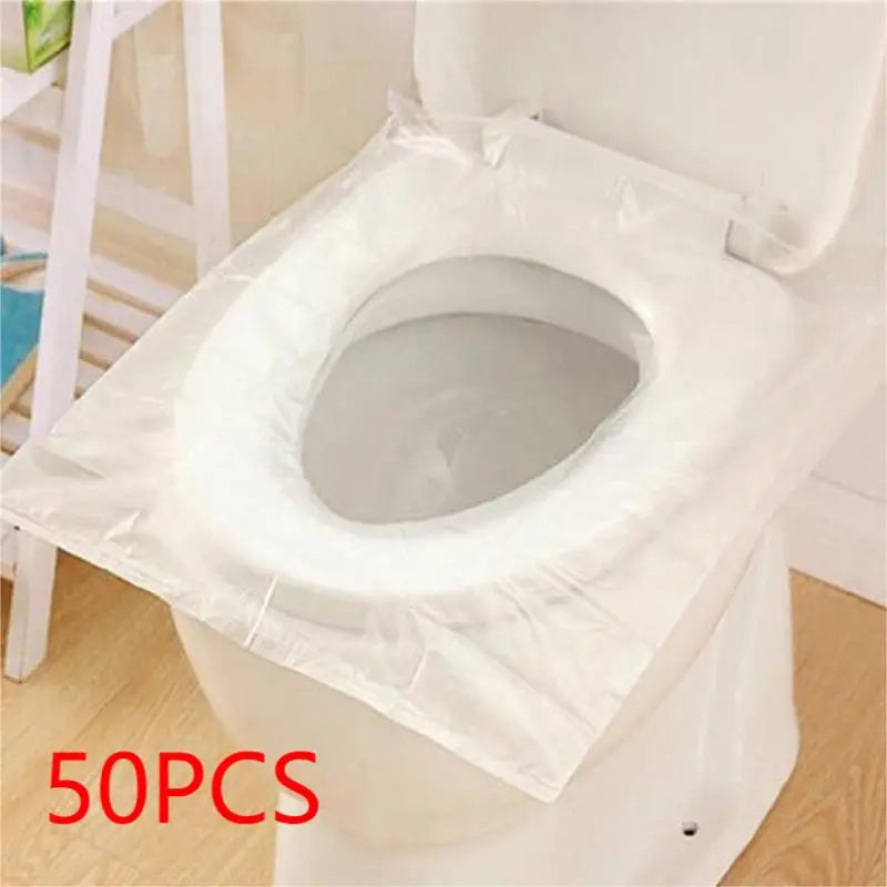 50Pcs Disposable Plastic Toilet Seat Cover Waterproof and Non Slip