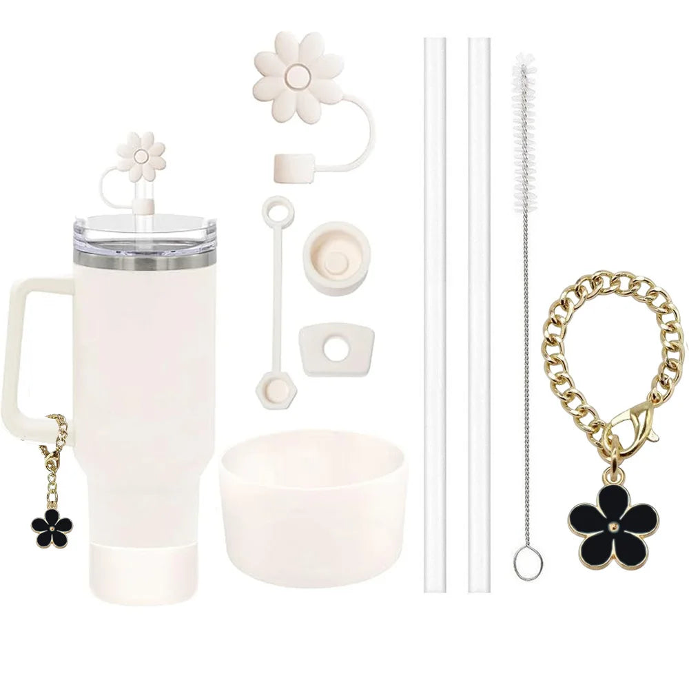 9pcs Accessories Set 3 Spill Proof Stopper Flowers Straw Cover Boot 2
