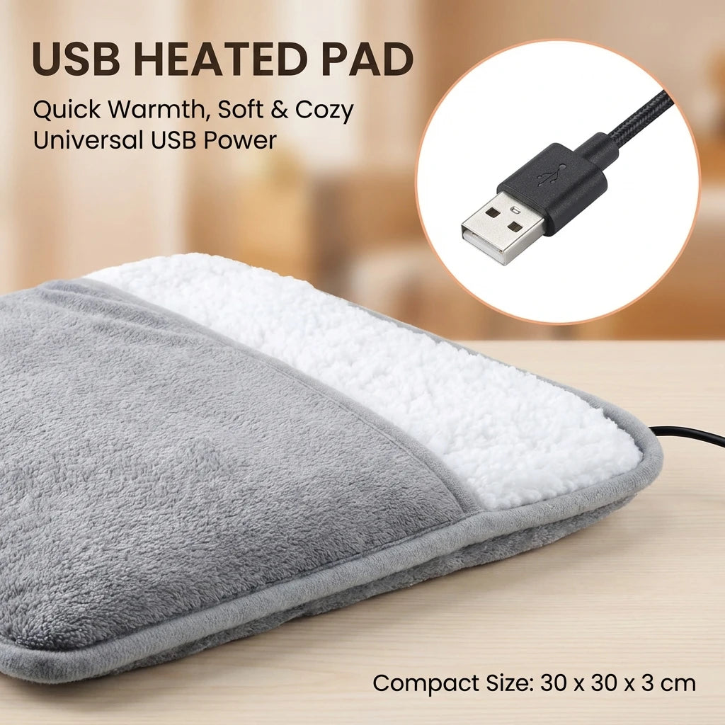 Winter Electric Foot Heating Pad USB Charging Soft Plush Washable Foot