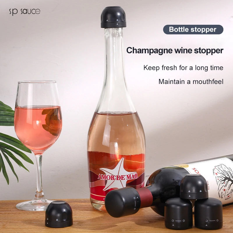 1pc Black Domestic Kitchen Sealing Red Wine Bottles Stoppers Mini