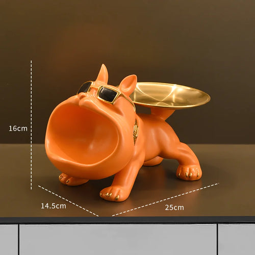 Resin Dog Statue Bulldog Statue Storage Tray Animal Decoration Resin