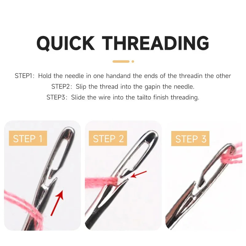 12/36PCS Sewing Needles Multi-size Side Opening Stainless Steel